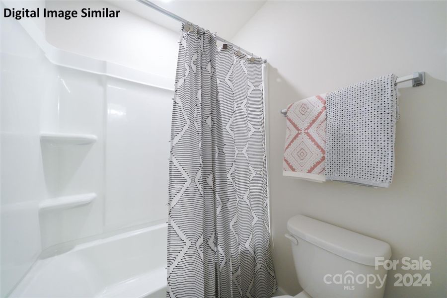 Digital Image Similar: Secondary Bathroom has separated sink and shower area