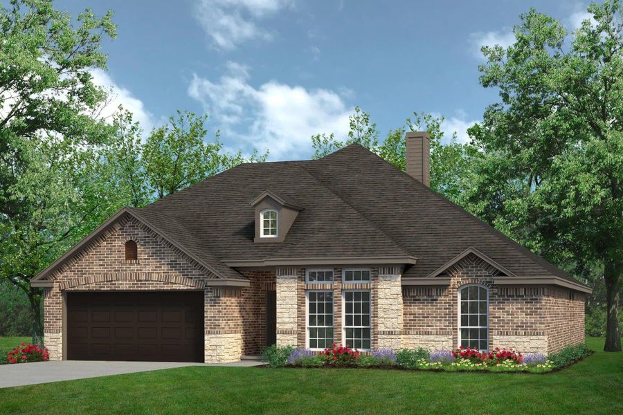 Elevation B with Stone | Concept 2393 at Lovers Landing in Forney, TX by Landsea Homes