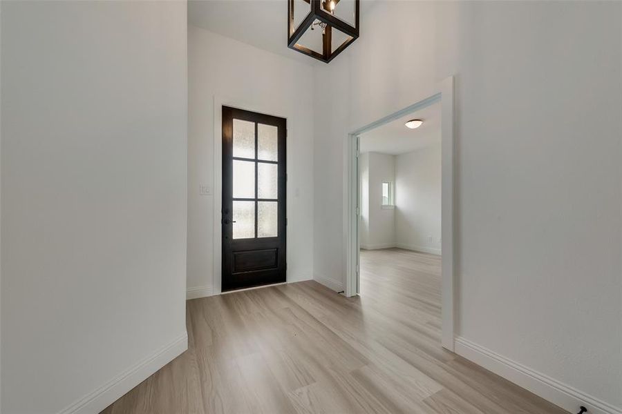 Foyer entrance featuring light wood-type flooring