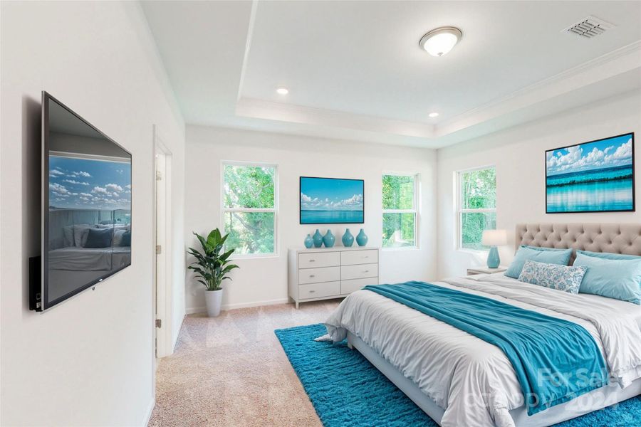 Owners bedroom shown with virtual staging