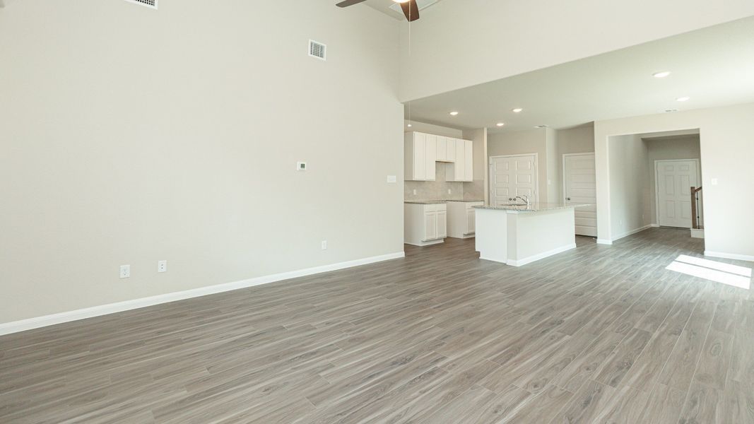 Family Room to Kitchen and Dining Area