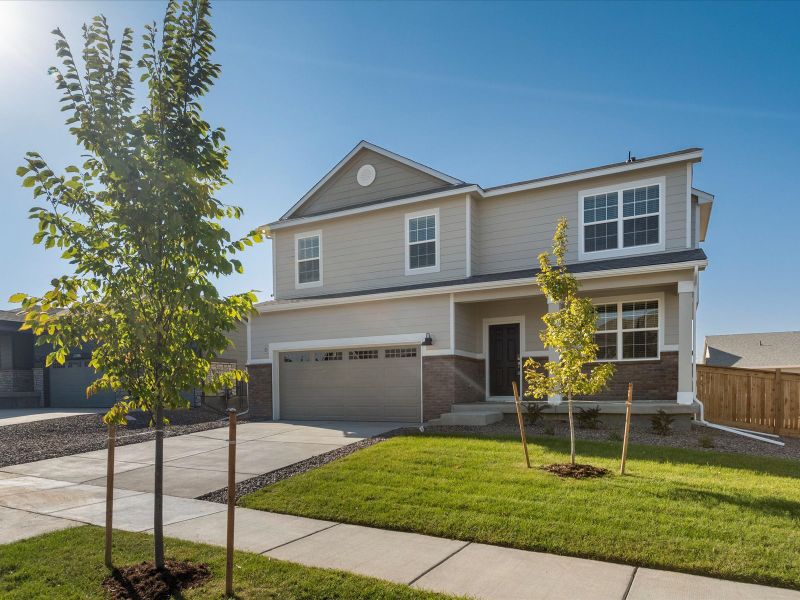 The Waterton floorplan exterior image taken at a Meritage Homes community in Commerce City, CO.