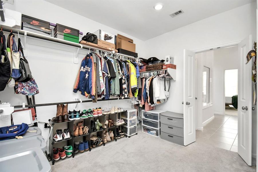 Spacious primary walk in closet