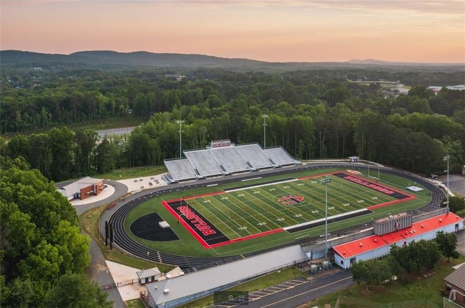 Local High School football field with an amazing view of the Sawnee Mountains.