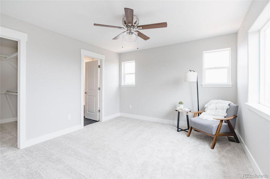 primary bedroom with minimal staging