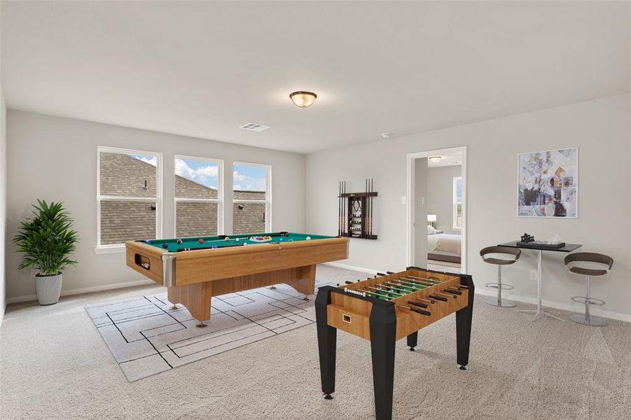 As you make your way upstairs this exceptional game room is a standout feature in this remarkable property, offering a space that combines luxury and fun for all ages.