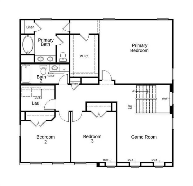 This floor plan features 3 bedrooms, 2 full baths, 1 half bath, and over 2,400 square feet of living space.