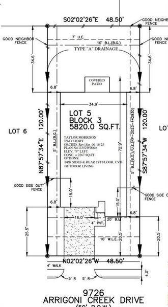 9726 Arrigoni Creek Drive preliminary plot plan