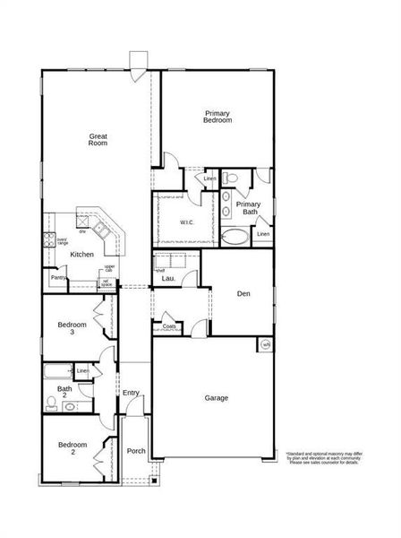 This floor plan features 3 bedrooms, 2 full baths, and over 2,100 square feet of living space.