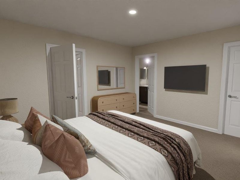 Relax in your private owner`s suite complete with en-suite bath and large walk-wardrobe. (Artist`s rendering of the Isla)