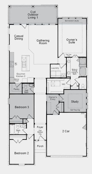 Structural options include:  Gourmet kitchen 2, study, Bedroom 3/half bath, gourmet kitchen,12x8 sliding glass doors, extended owner’s suite with covered outdoor living, slide in tub at owner’s bath