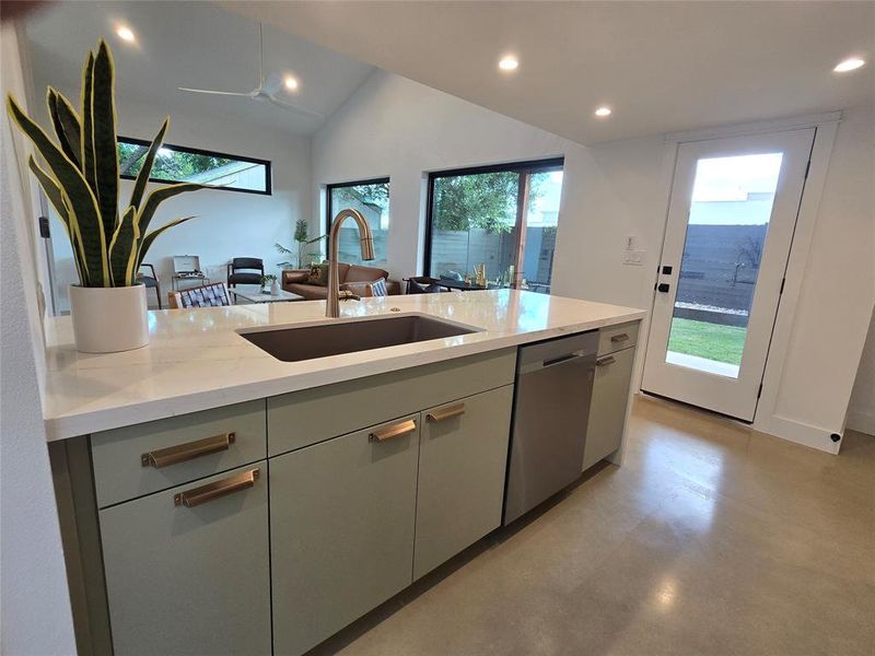 Glass galore in this living space.