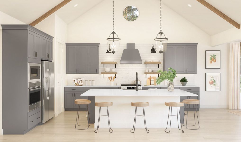 Kitchen with pendant lighting and spacious island