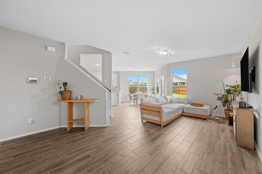 Living room featuring hardwood / wood-style flooring