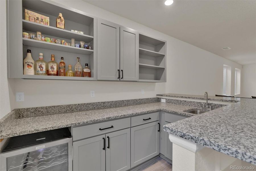 Wet bar in basement