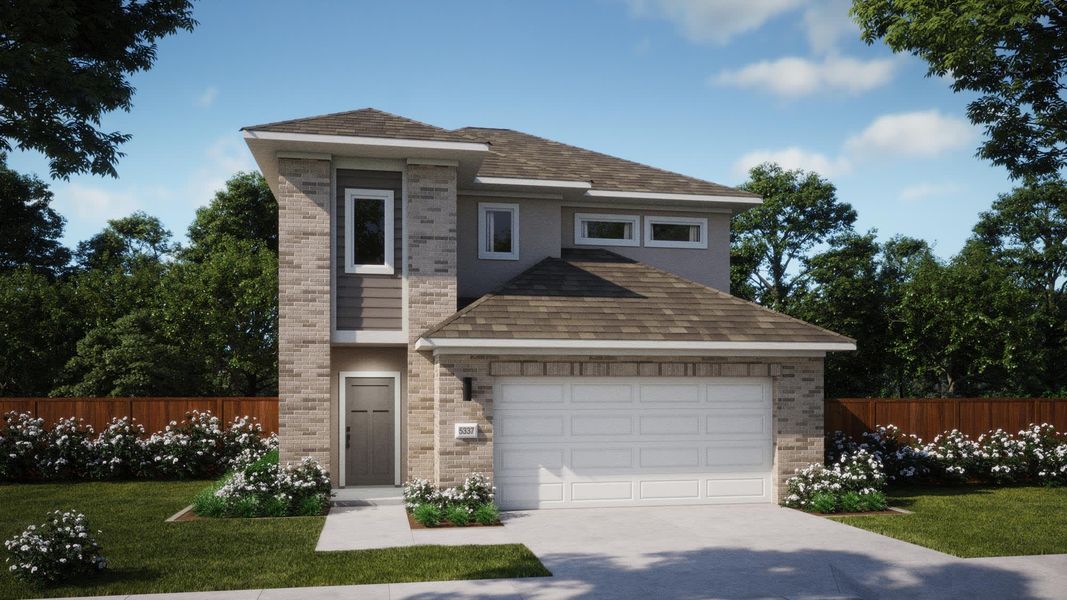 Elevation A Stucco | Addison at Village at Manor Commons in Manor, TX by Landsea Homes