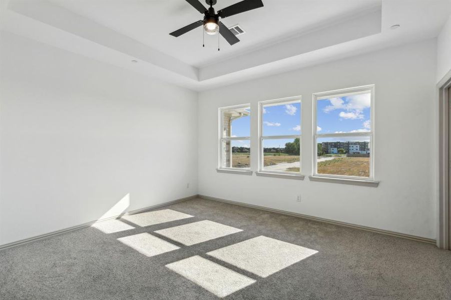 This peaceful and relaxing owner's bedroom is the perfect place for you to relax and unwind at the end of the day.