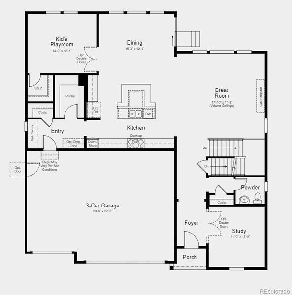Structural options include: hearth room, owner's bath configuration 5, covered deck, 8' interior doors on second level, modern fireplace, and full garden level unfinished basement.