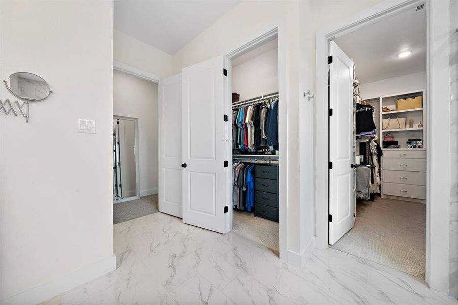 This lovely design allots the perfect amount of space allowing for his/her closets.