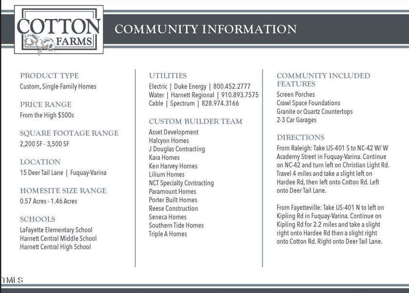 Community Information - Cotton Farms