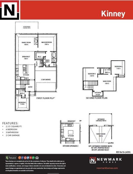 FLOOR PLAN - 4 BEDROOMS - 3 FULL BATHS - STUDY GAMEROOM