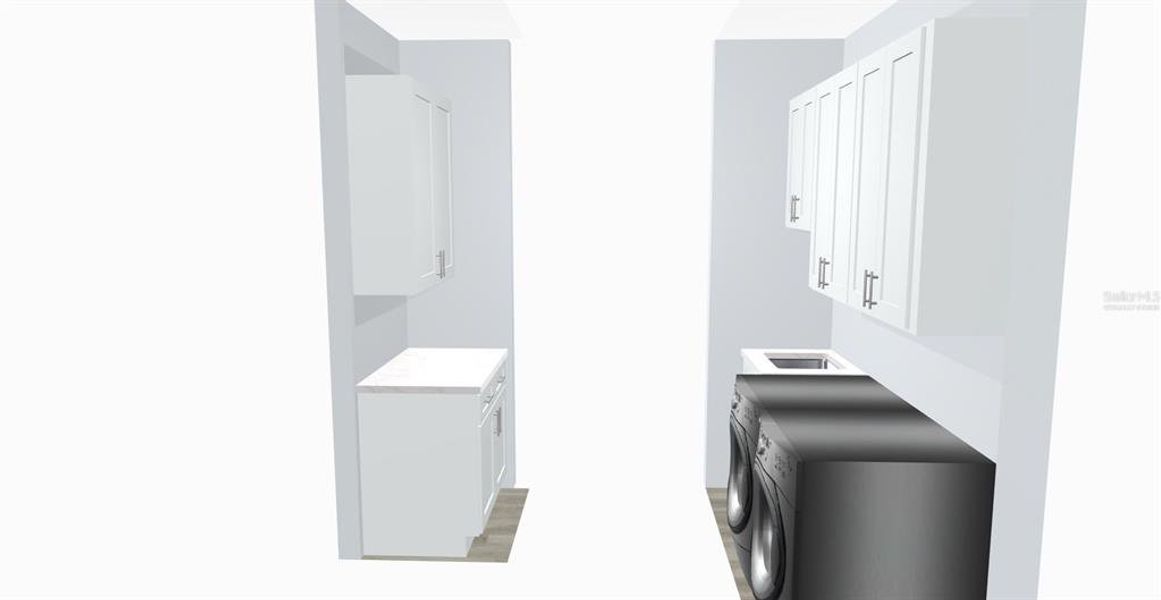 3D image of virtually staged laundry room