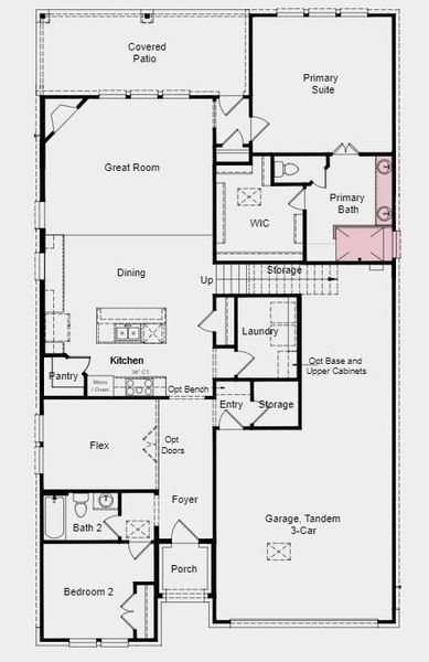 Structural options include: Bathroom 4, media room and slide in tub at primary.