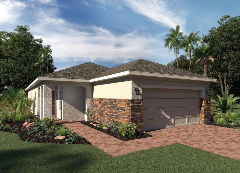 Elevation 1 with Optional Stone - Delray Plan by Landsea Homes