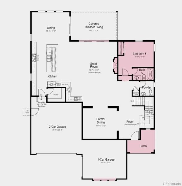 Structural options added include: Fireplace, 12' sliding glass door, Bedroom 5 and full bath, Shower and free-standing tub in primary bath, and full unfinished basement.