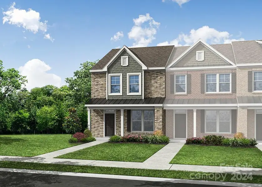 Homesite 27 is a beautiful end-unit Alston D floorplan with rear-load garage.