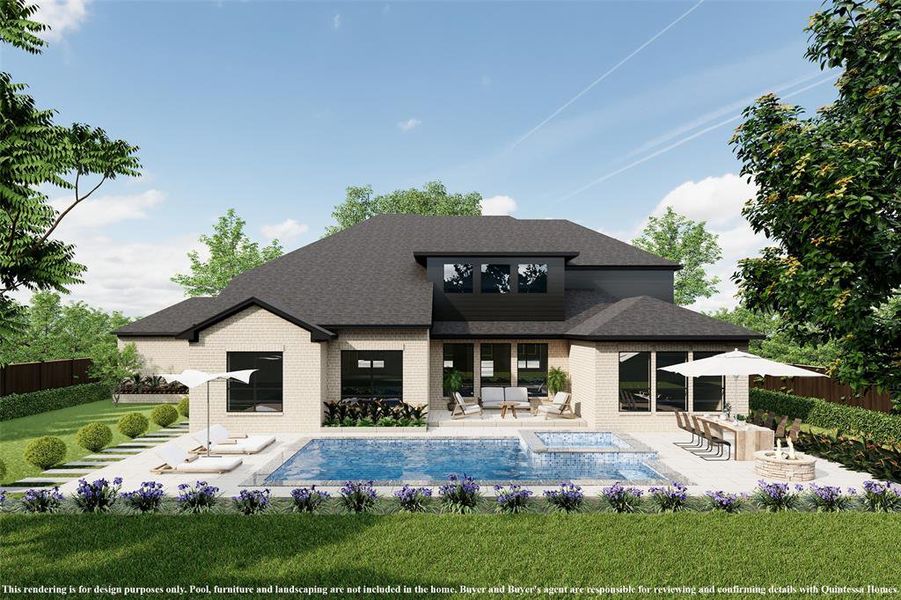 Artist Rendering of Rear Elevation. Pool is not included.
