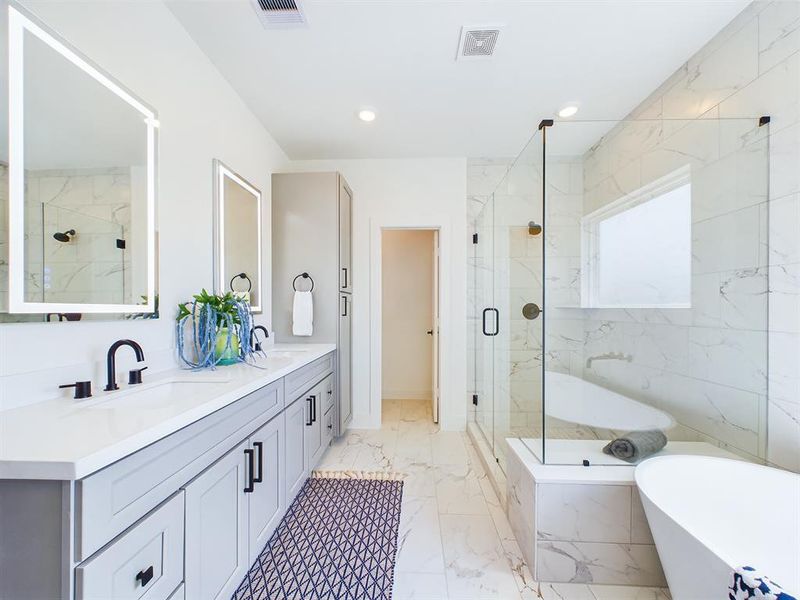 Second Floor Primary Bathroom- Walk in Shower and Bath