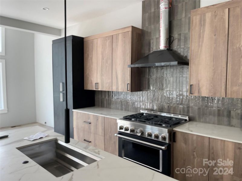 Kitchen faucet descends from the ceiling!