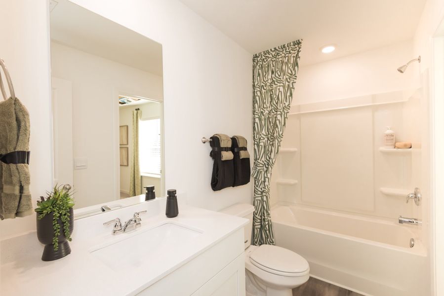 A bright and spacious bathroom that makes getting ready in the morning a breeze.