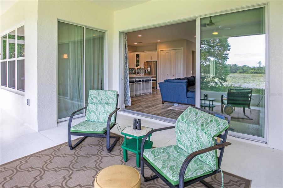 Screened lanai towards living area.