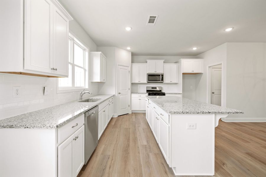 Expansive kitchen with an island