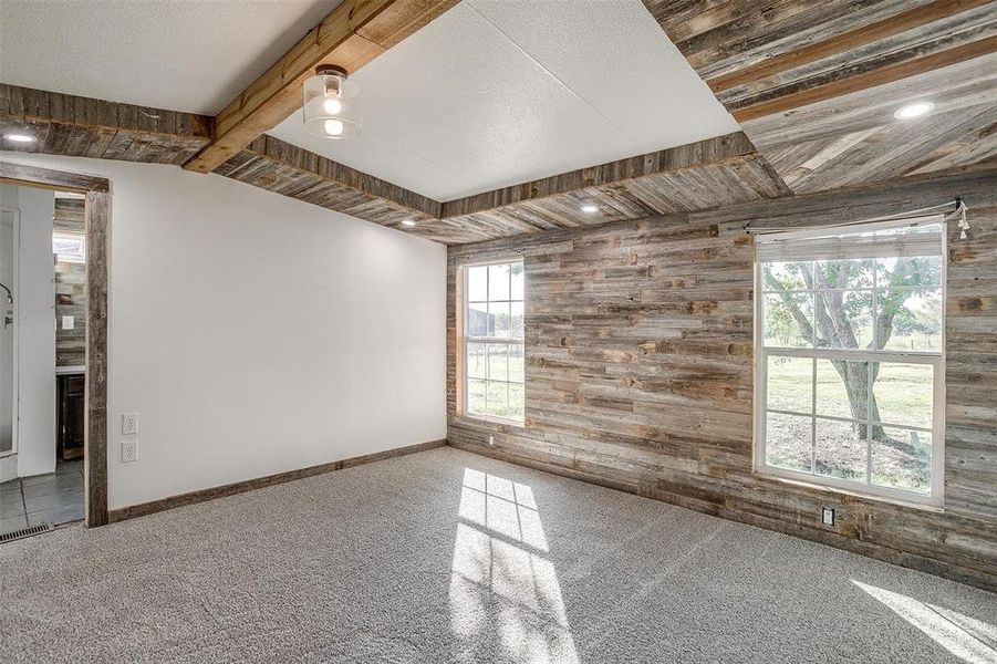 Spare room featuring a healthy amount of sunlight and carpet floors