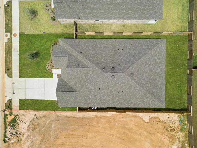 This aerial view of your home shows the amazing view of your lot.