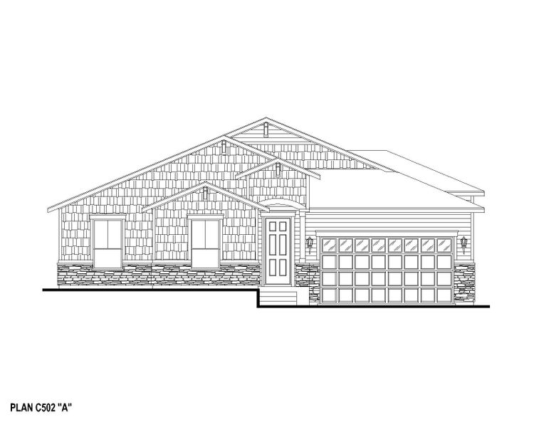 Plan C502 Elevation A w/ Stone