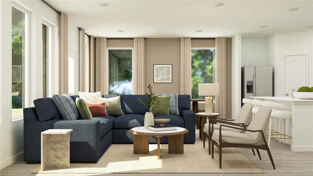 Living room featuring light wood-type flooring