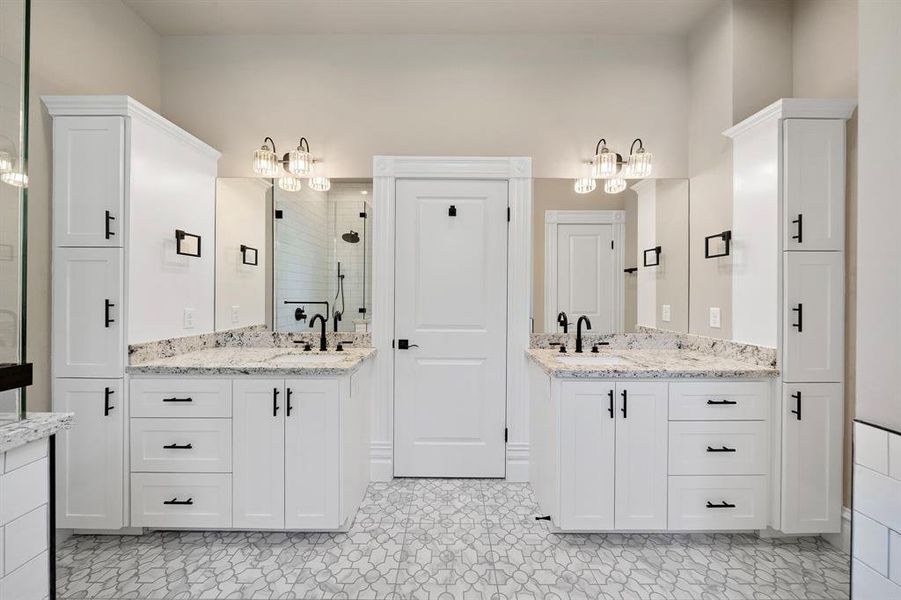 Primary bathroom - double sinks, lots of storage!