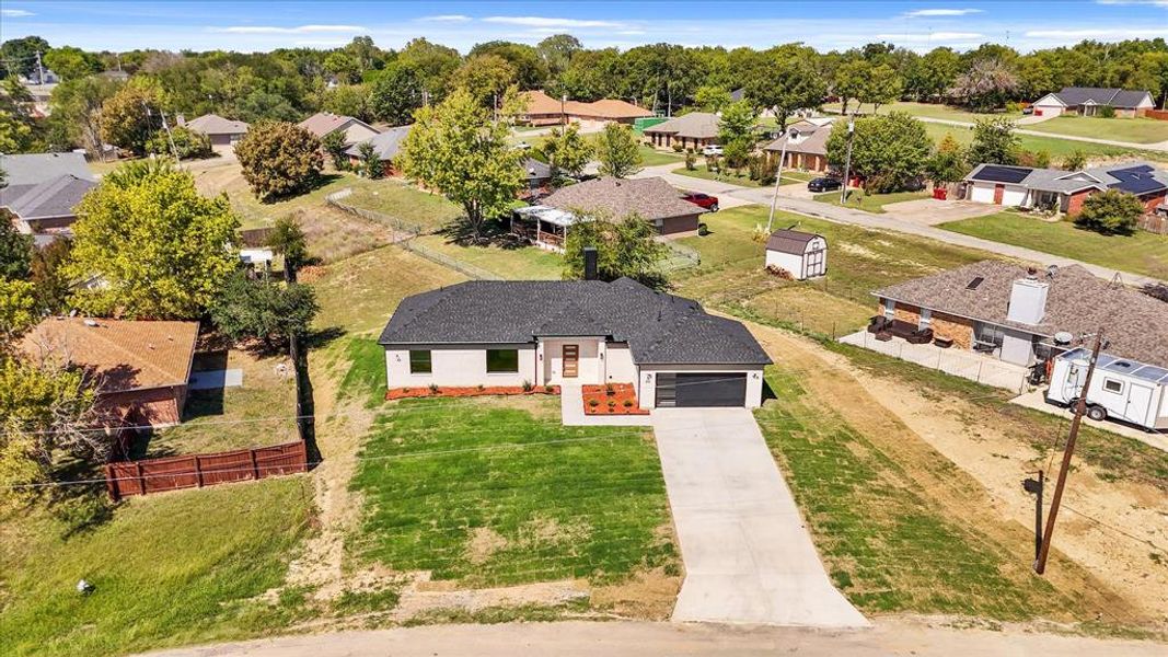 Drone / aerial view of from to the house.