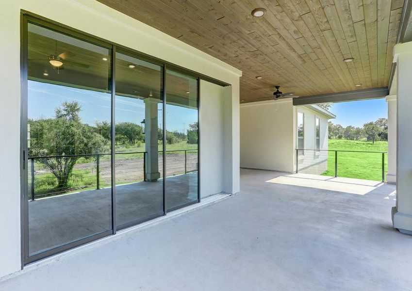 The Mantle plan has an incredible covered patio with a ceiling fan.