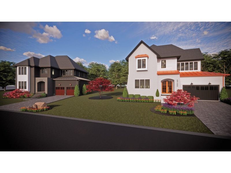 Rendering of two proposed homes each on .44 acre lot.  Existing property to be subdivided into 2 homesites valued at $550,000 each.  Seller financing available for each lot.  Call listing agent for details.