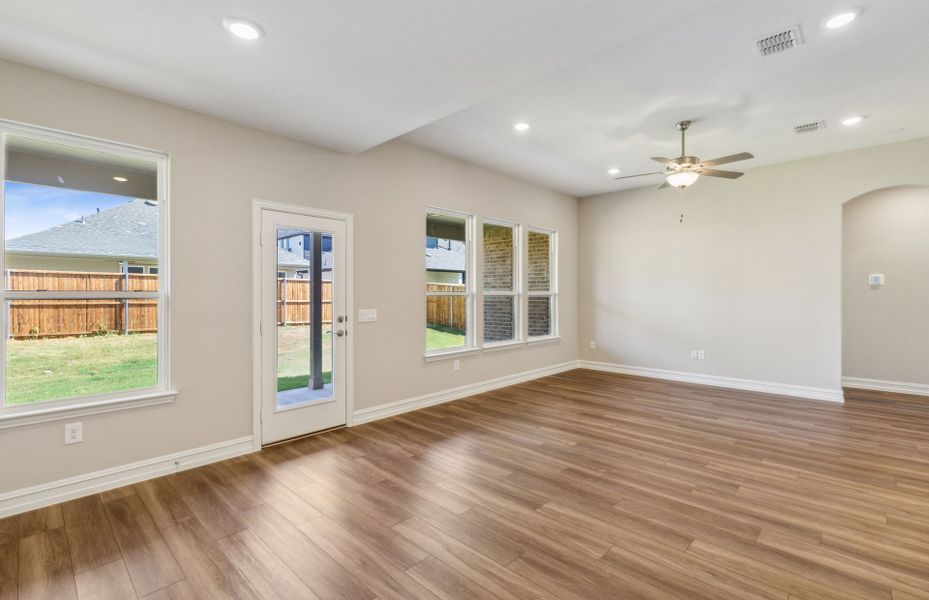 Spacious gathering room with expansive windows