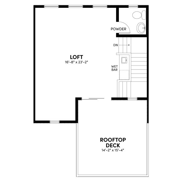 Floor 3: Optional 3rd Floor with Loft and Rooftop Deck