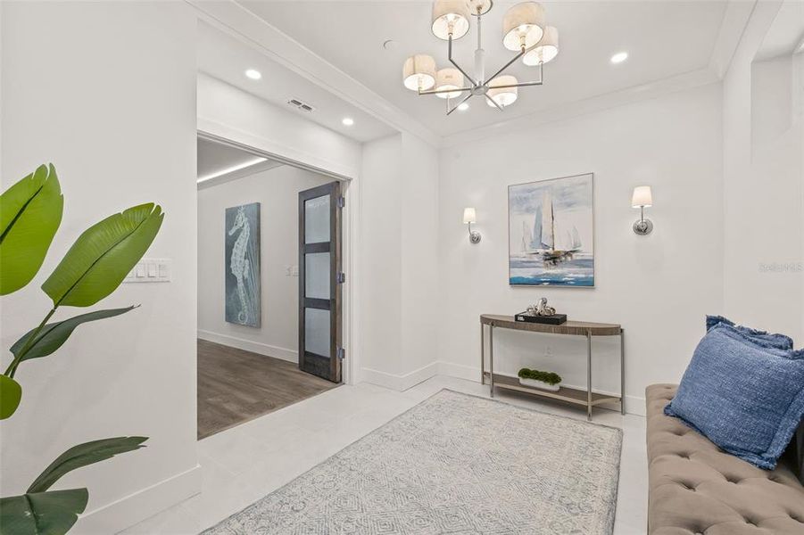 Enter from the elevator directly into your beautiful, large private foyer with double doors...