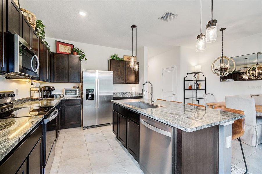 Abundant cabinets and counter space.