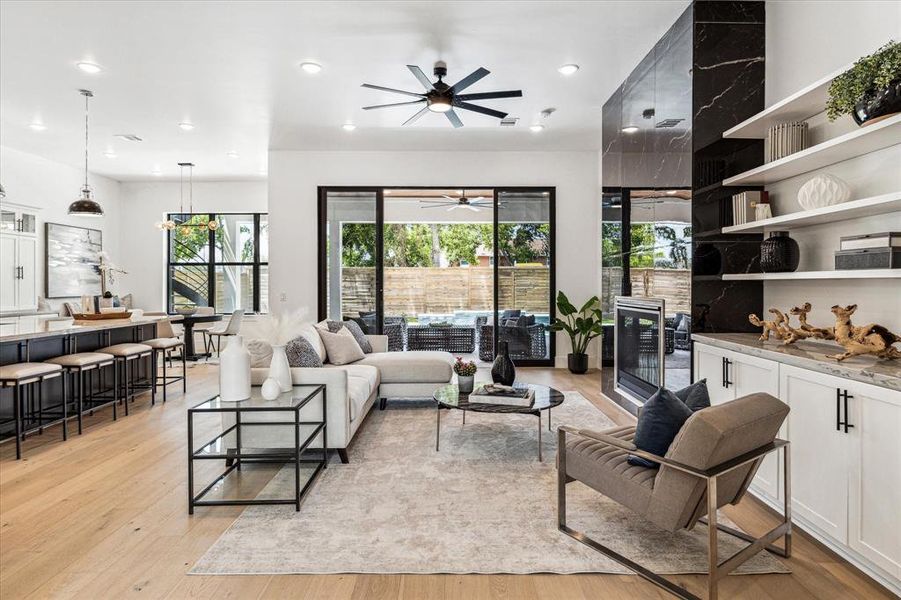 This captivating open-concept family room is a showstopper!