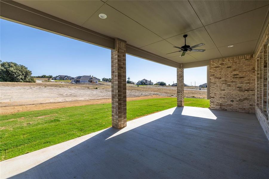 View of patio / terrace with ceiling fan